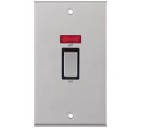 Selectric 7MPRO-218 7M-PRO 2 Gang 45A DP Switch with Neon - Satin Chrome, Black Insert
