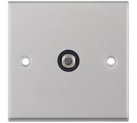Selectric 7MPRO-235 7M-PRO 1 Gang F-Type Satellite Socket - Satin Chrome, Black Insert