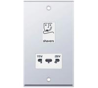 Selectric 7MPRO-332 7M-PRO 115V/230V Dual Voltage Shaver Socket - Polished Chrome, White Insert