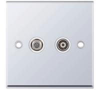 Selectric 7MPRO-336 7M-PRO 1x F-Type Satellite & 1x Isolated Coaxial TV Socket - Polished Chrome, White Insert