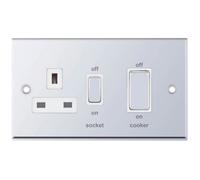 Selectric 7MPRO-349 7M-PRO 45A Cooker Unit with 13A Switched Socket - Polished Chrome, White Insert