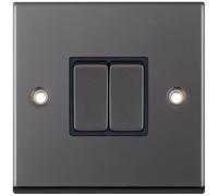 Selectric 7MPRO-402 7M-PRO 2 Gang 2 Way 10AX Plate Switch - Black Nickel, Black Insert (Pack 10)