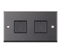 Selectric 7MPRO-404 7M-PRO 4 Gang 2 Way 10AX Plate Switch - Black Nickel, Black Insert