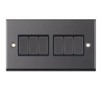 Selectric 7MPRO-405 7M-PRO 6 Gang 2 Way 10AX Plate Switch - Black Nickel, Black Insert