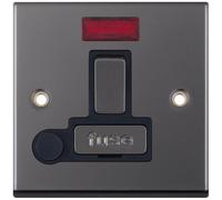 Selectric 7MPRO-430 7M-PRO 13A DP Switched Fused Connection Unit with Neon & Flex Outlet - Black Nickel, Black Insert