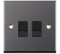 Selectric 7MPRO-441 7M-PRO 2 Gang RJ45 Data Socket - Black Nickel, Black Insert