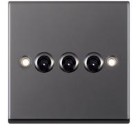 Selectric 7MPRO-476 7M-PRO 3 Gang 2 Way 10A Toggle Switch - Black Nickel