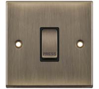 Selectric 7MPRO-606 7M-PRO 1 Gang 1 Way 10AX Push Switch "PRESS" - Antique Brass, Black Insert