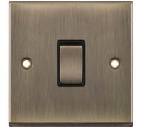 Selectric 7MPRO-615 7M-PRO 1 Gang 20A DP Switch - Antique Brass, Black Insert