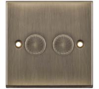 Selectric 7MPRO-665 7M-PRO 2 Gang 2 Way 5-100W LED Dimmer Switch - Antique Brass