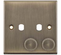 Selectric 7MPRO-671 7M-PRO 2 Gang Empty Dimmer Plate with Knobs - Antique Brass