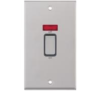 Selectric 7MPRO-718 7M-PRO 2 Gang 45A DP Switch with Neon - Satin Chrome, Grey Insert