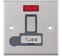 Selectric 7MPRO-730 7M-PRO 13A DP Switched Fused Connection Unit with Neon & Flex Outlet - Satin Chrome, Grey Insert