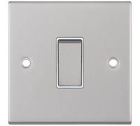Selectric DSL101 5M 1 Gang 2 Way 10AX Plate Switch - Satin Chrome, White Insert