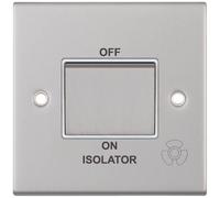 Selectric DSL108 5M 10AX 3 Pole Fan Isolator Switch - Satin Chrome, White Insert