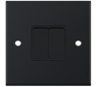 Selectric DSL11-02 5M 2 Gang 2 Way 10AX Plate Switch - Matt Black, Black Insert