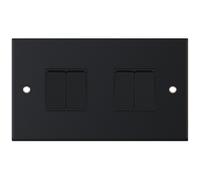 Selectric DSL11-04 5M 4 Gang 2 Way 10AX Plate Switch - Matt Black, Black Insert
