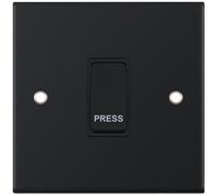 Selectric DSL11-06 5M 1 Gang 1 Way 10AX Push Switch "PRESS" - Matt Black, Black Insert