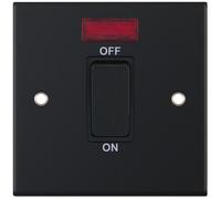 Selectric DSL11-17 5M 1 Gang 45A DP Switch with Neon - Matt Black, Black Insert