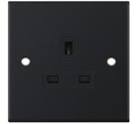 Selectric DSL11-19 5M 1 Gang 13A Unswitched Socket Outlet - Matt Black, Black Insert