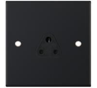 Selectric DSL11-25 5M 1 Gang 2A Unswitched Round Pin Socket Outlet with Shutters - Matt Black, Black Insert