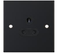 Selectric DSL11-26 5M 1 Gang 5A Unswitched Round Pin Socket Outlet with Shutters - Matt Black, Black Insert
