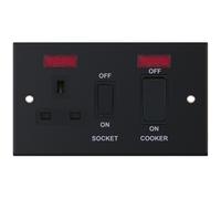 Selectric DSL11-31 5M 45A Cooker Unit with 13A Switched Socket & Neon - Matt Black, Black Insert