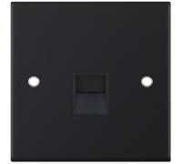 Selectric DSL11-39 5M 1 Gang Secondary Telephone Socket - Matt Black, Black Insert