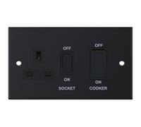 Selectric DSL11-49 5M 45A Cooker Unit with 13A Switched Socket - Matt Black, Black Insert