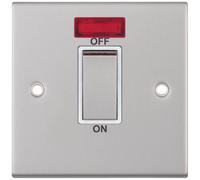 Selectric DSL117 5M 1 Gang 45A DP Switch with Neon - Satin Chrome, White Insert