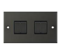 Selectric DSL12-04 5M 4 Gang 2 Way 10AX Plate Switch - Dark Bronze, Black Insert