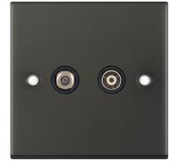 Selectric DSL12-36 5M 1x F-Type Satellite & 1x Isolated Coaxial TV Socket - Dark Bronze, Black Insert