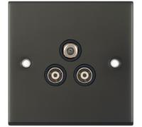 Selectric DSL12-37 5M 1x F-Type Satellite & 2x Isolated Coaxial TV Socket - Dark Bronze, Black Insert