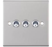 Selectric DSL176 5M 3 Gang 2 Way 10A Toggle Switch - Satin Chrome