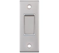 Selectric DSL179 5M 1 Gang 2 Way 10AX Architrave Plate Switch - Satin Chrome, White Insert