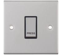 Selectric DSL206 5M 1 Gang 1 Way 10AX Push Switch "PRESS" - Satin Chrome, Black Insert