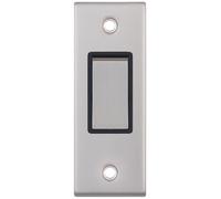 Selectric DSL279 5M 1 Gang 2 Way 10AX Architrave Plate Switch - Satin Chrome, Black Insert