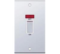 Selectric DSL318 5M 2 Gang 45A DP Switch with Neon - Polished Chrome, White Insert