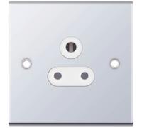 Selectric DSL326 5M 1 Gang 5A Unswitched Round Pin Socket Outlet with Shutters - Polished Chrome, White Insert