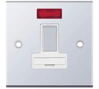 Selectric DSL329 5M 13A DP Switched Fused Connection Unit with Neon - Polished Chrome, White Insert