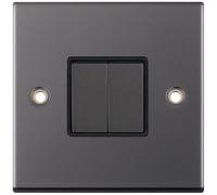 Selectric DSL402 5M 2 Gang 2 Way 10AX Plate Switch - Black Nickel, Black Insert