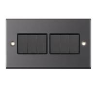 Selectric DSL405 5M 6 Gang 2 Way 10AX Plate Switch - Black Nickel, Black Insert
