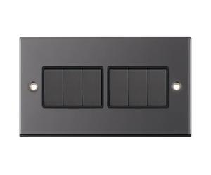 Selectric DSL405 5M 6 Gang 2 Way 10AX Plate Switch - Black Nickel, Black Insert