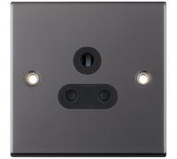 Selectric DSL426 5M 1 Gang 5A Unswitched Round Pin Socket Outlet with Shutters - Black Nickel, Black Insert
