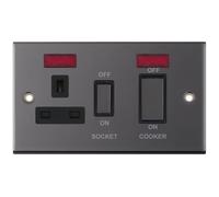 Selectric DSL431 5M 45A Cooker Unit with 13A Switched Socket & Neon - Black Nickel, Black Insert