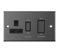 Selectric DSL449 5M 45A Cooker Unit with 13A Switched Socket - Black Nickel, Black Insert