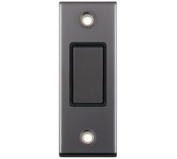 Selectric DSL479 5M 1 Gang 2 Way 10AX Architrave Plate Switch - Black Nickel, Black Insert
