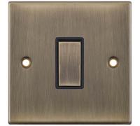 Selectric DSL601 5M 1 Gang 2 Way 10AX Plate Switch - Antique Brass, Black Insert