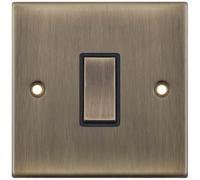 Selectric DSL607 5M 1 Gang 10AX Intermediate Switch - Antique Brass, Black Insert