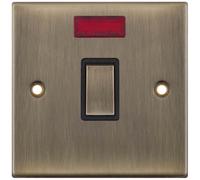 Selectric DSL616 5M 1 Gang 20A DP Switch with Neon - Antique Brass, Black Insert